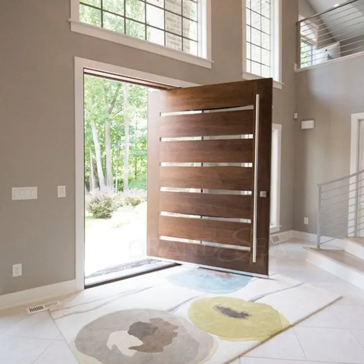 Lớn gỗ Composite pivot cửa sang trọng bằng gỗ với kính cường lực và nhôm xử lý pivot cửa