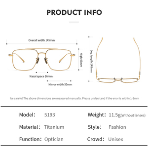 5193 bán buôn Chất lượng cao Titan đôi cầu phong cách cổ điển kính quang khung unisex Kính mắt khung cho nam giới phụ nữ - Product Image 5