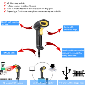 Escáner de código de barras de interfaz USB inalámbrico 3 en 1 económico para códigos de barras QR 1D 2D que funciona en la pantalla del móvil y del ordenador en stock - Product Image 3