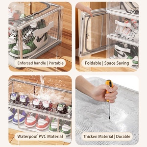 Rõ ràng hộp giày lưu trữ có thể gập lại Giày hiển thị hộp Tổ chức underbed lưu trữ container nhà máy giá - Product Image 4