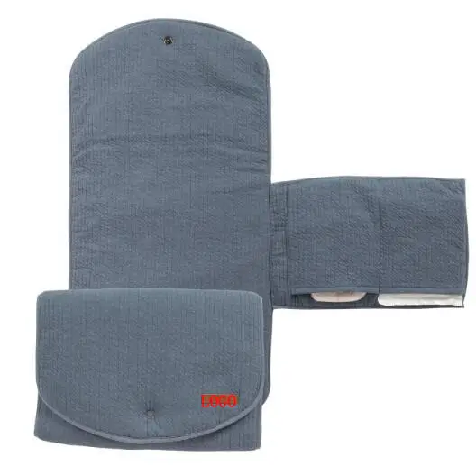 Bolsa de pañales portátil, bolsa de cambio de algodón personalizada con bolsillos, cambiador para bebé