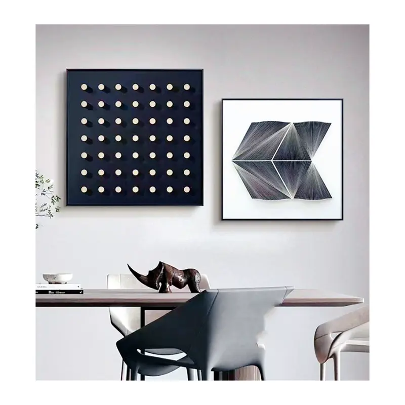 Lujo moderno 3D abstracto geométrico enmarcado minimalismo lienzo arte de pared moderno para el hogar sala de estar comedor decoración de pared para el hogar