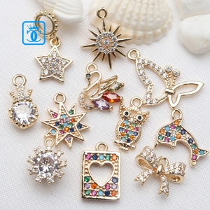 קסם diy זהב 14k כוכב לב פרפר פרפר ברבור פיל פרפר פרפר פרח תליון קסם עבור תכשיטים