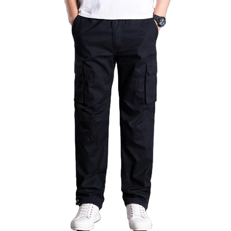 Pantalones Cargo de alta calidad para hombre, pantalón largo informal, táctico, de sarga, de algodón, con cintura elástica, para trabajo chino