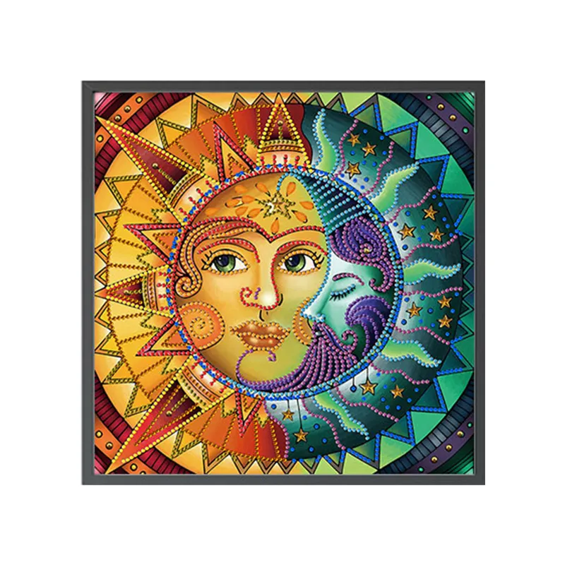 Novo Cenário Luminosa Pintura Diamante Sol E Lua 5d Mosaico Diamante Bordado Pintura Decorativa Criativa Home Wall Art