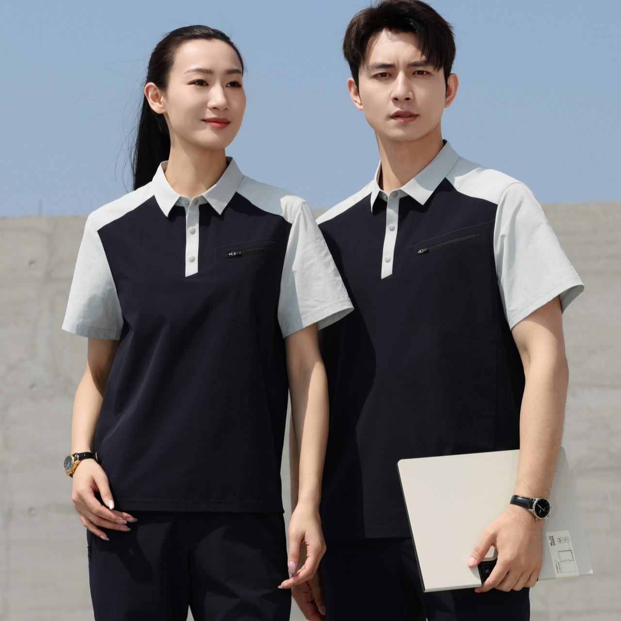 Navy blue with silver gray