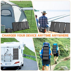 50 Wát xách tay panel năng lượng mặt trời sạc 3 cổng đầu ra gấp panel năng lượng mặt trời cho Cắm Trại Đi Bộ Đường Dài RV hoạt động ngoài trời - Product Image 6