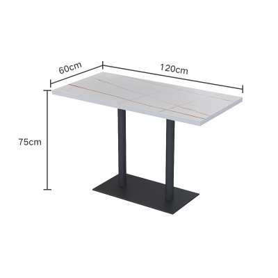 Tavolo da pranzo con piano in lastra di pietra - 120x60 cm - gambe in acciaio