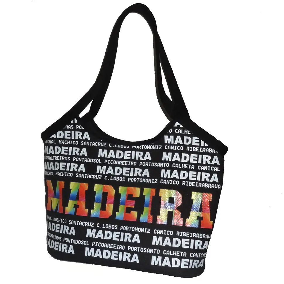 Bolso de lona reutilizable con estampado de nombre de ciudad, bolsa de mano Hobo para compras