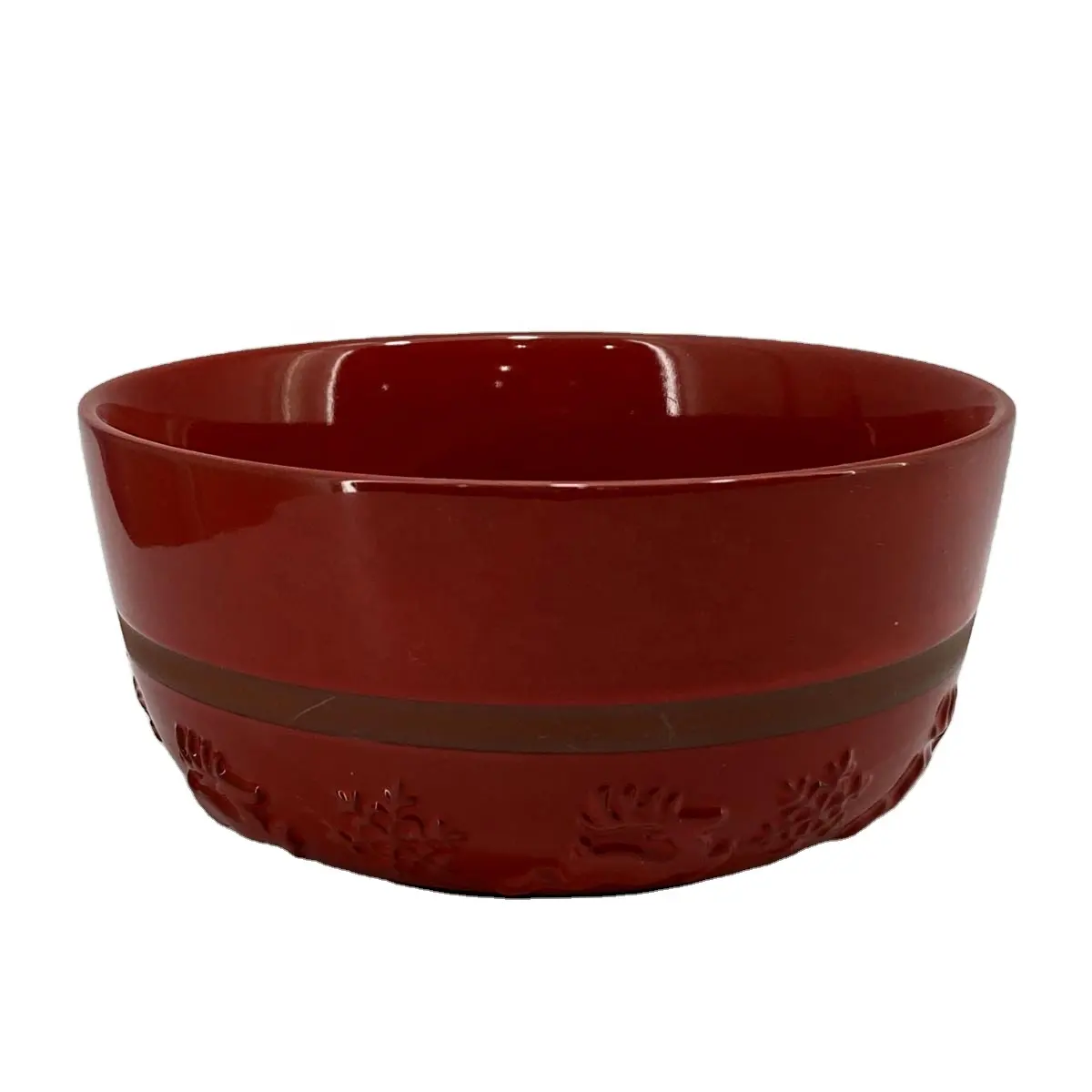6" round ceramic candy bowl with reindeer decoration
