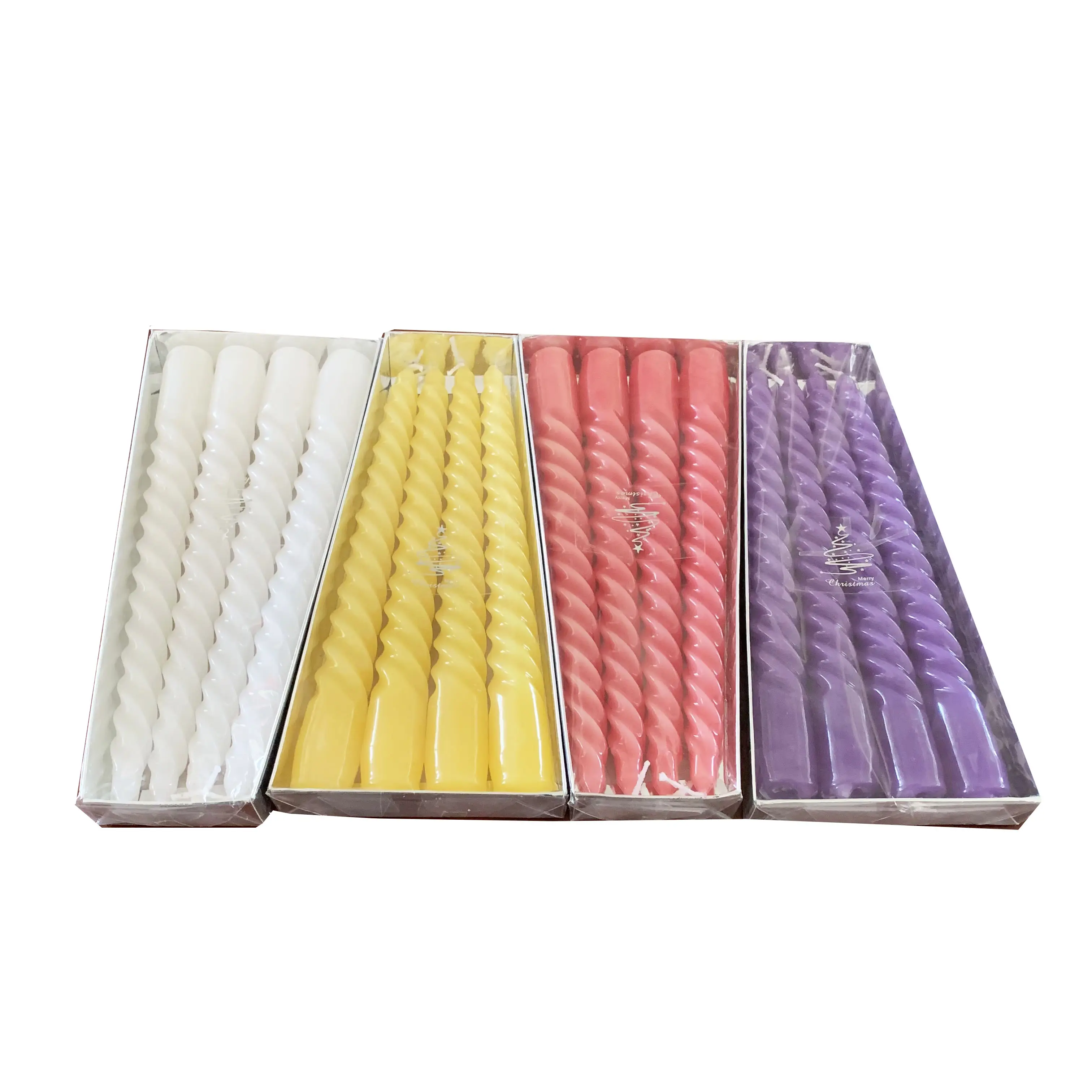 candle supplier colored paraffin wax decorative spiral light twisted taper spiral candle