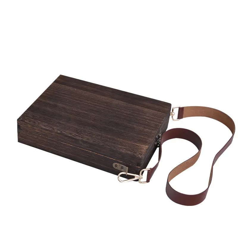 Kotak penyimpanan baju kerja kayu Solid luar ruangan tas selempang kotak kayu kurir seniman