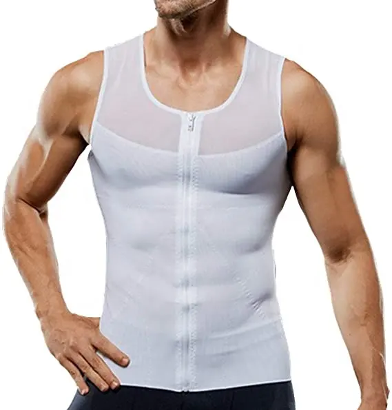Mens Slimming Body Shaper with Zipper Compression Shirt Slim Shapewear