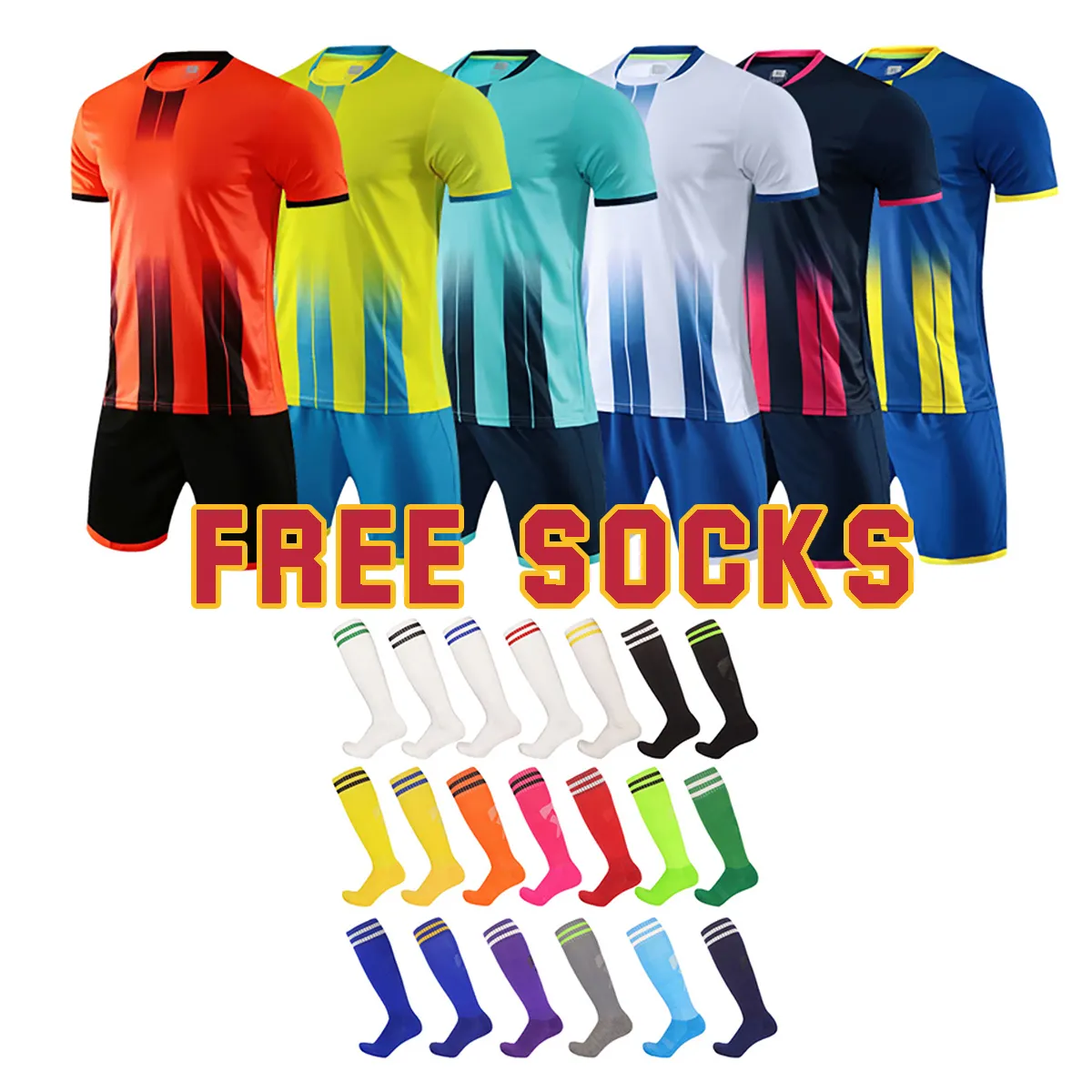 Camiseta deportiva personalizada de poliéster transpirable para hombre, conjuntos de uniformes de fútbol, conjunto completo de camisetas de fútbol