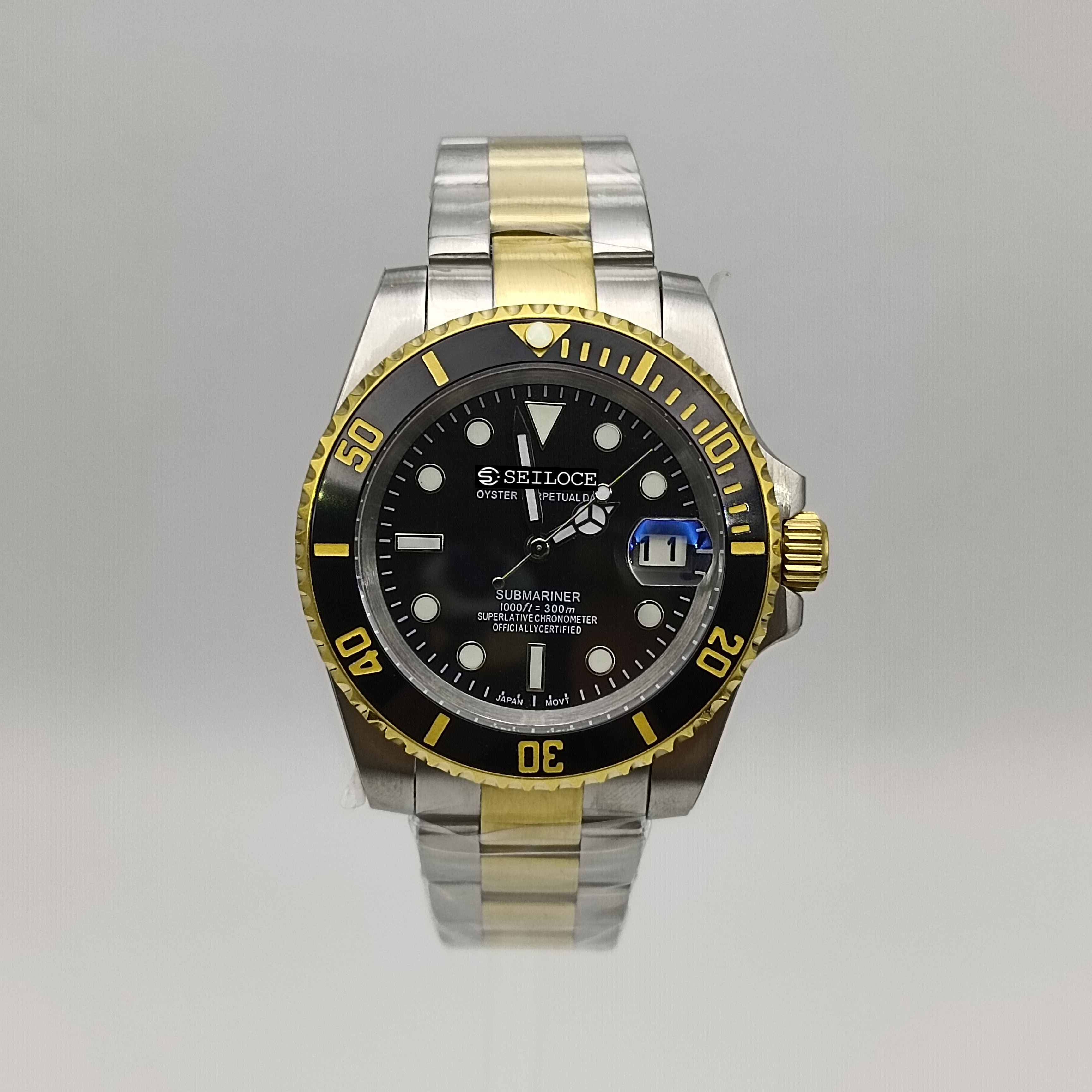 Gold Silver Case+Black Dial