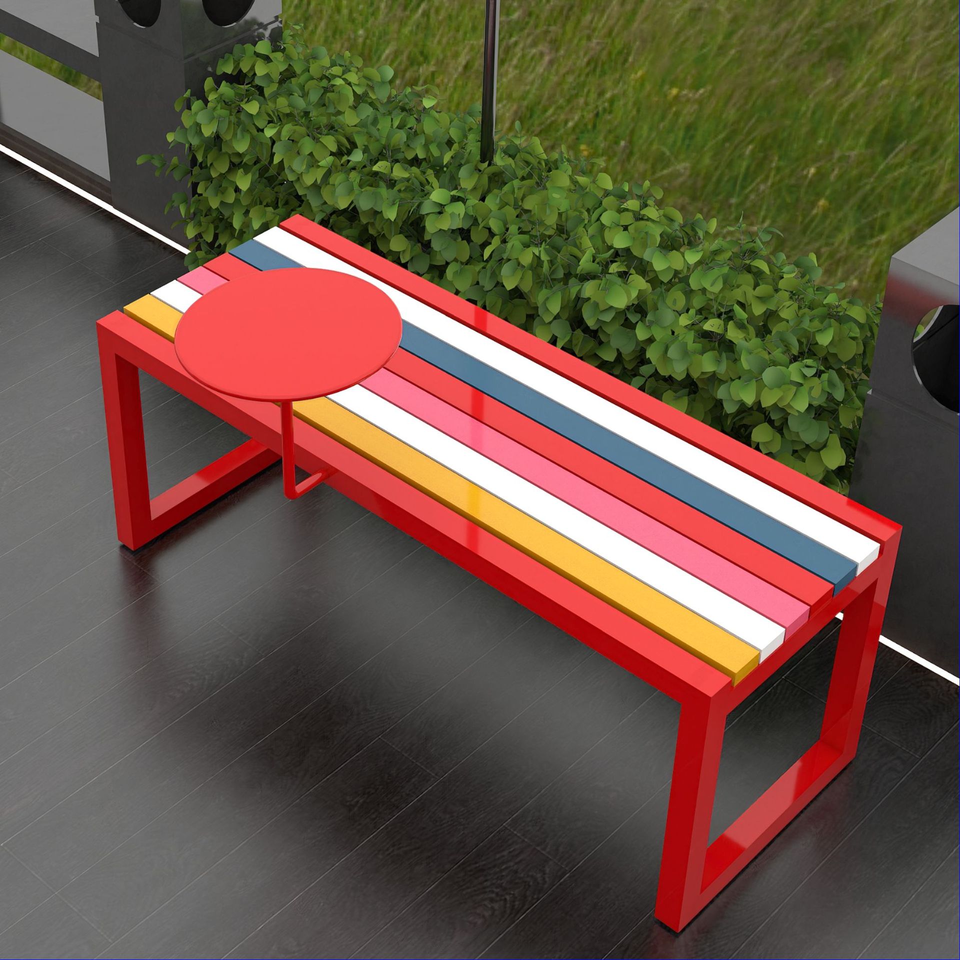 Rosso brillante con tavolino 120*40*56