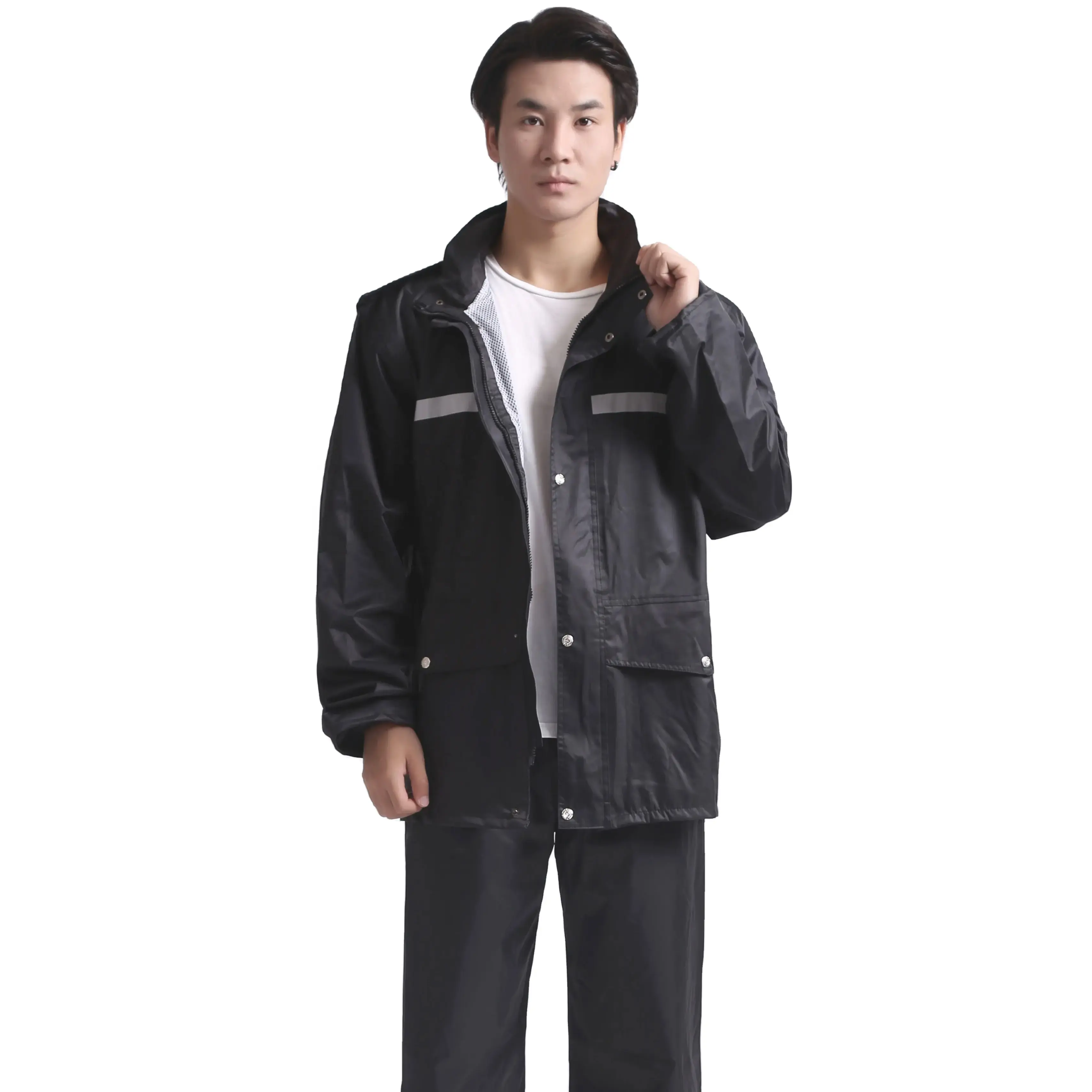卸売防水作業服レインウェア大人用メンズレインジャケットスーツパンツ付きレインコート