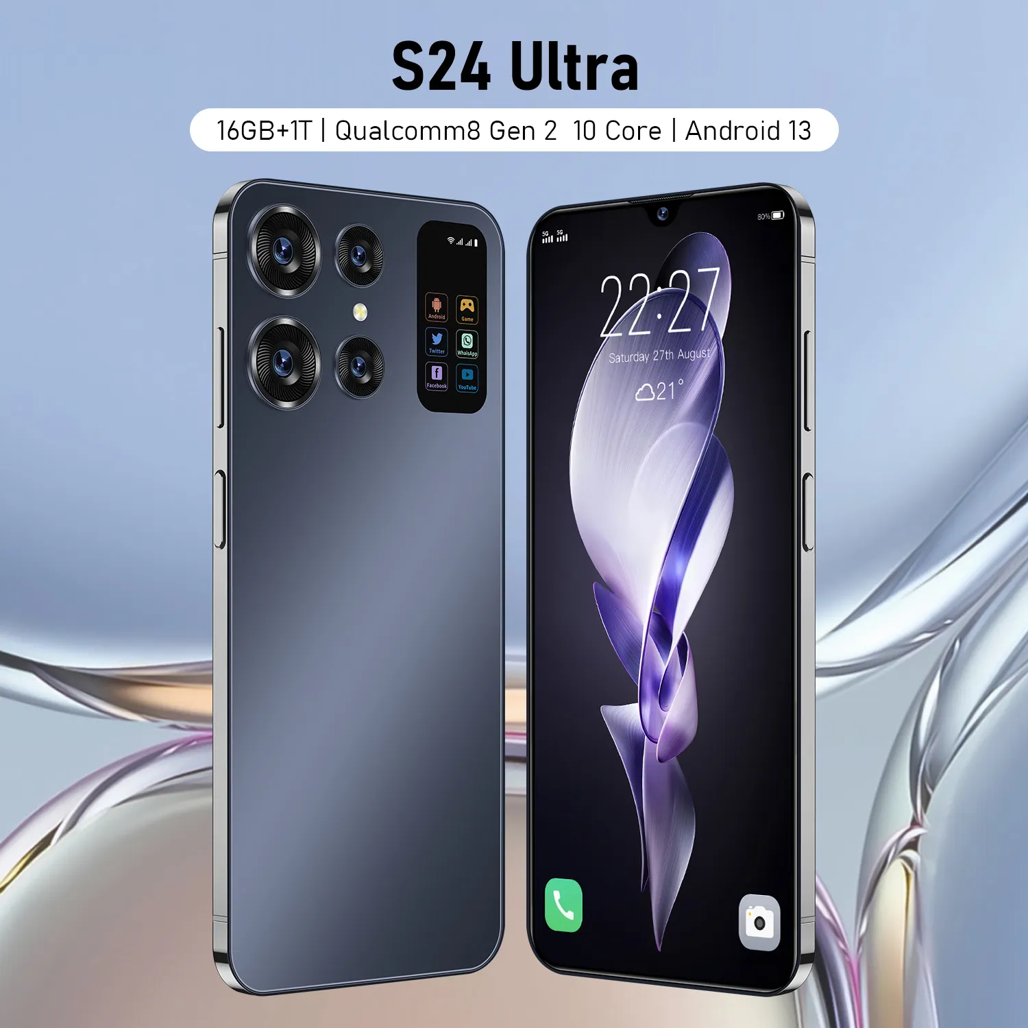 Custom S24 Ultra 16GB+1TB 7.0 Inch 5G Smart Phones Full Display Android 13 Dual SIM WIFI+BT+FM+GPS Used Mobile Phones