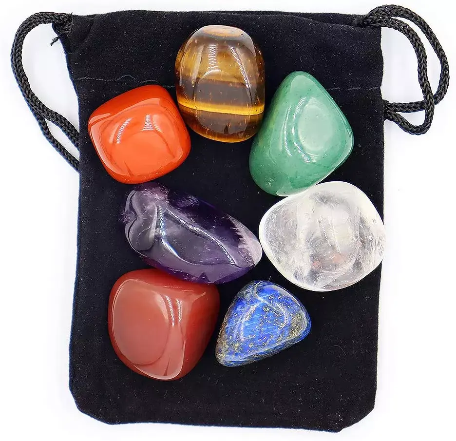 Juego de 7 piedras de Chakra, piedras curativas a granel, artesanía de cristal, 7 piedras