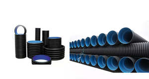 JS SN4 SN8 SN16 18 inç HDPE çift duvar oluklu PE drenaj borusu dwc hdpe plastik menfez borusu - Product Image 4