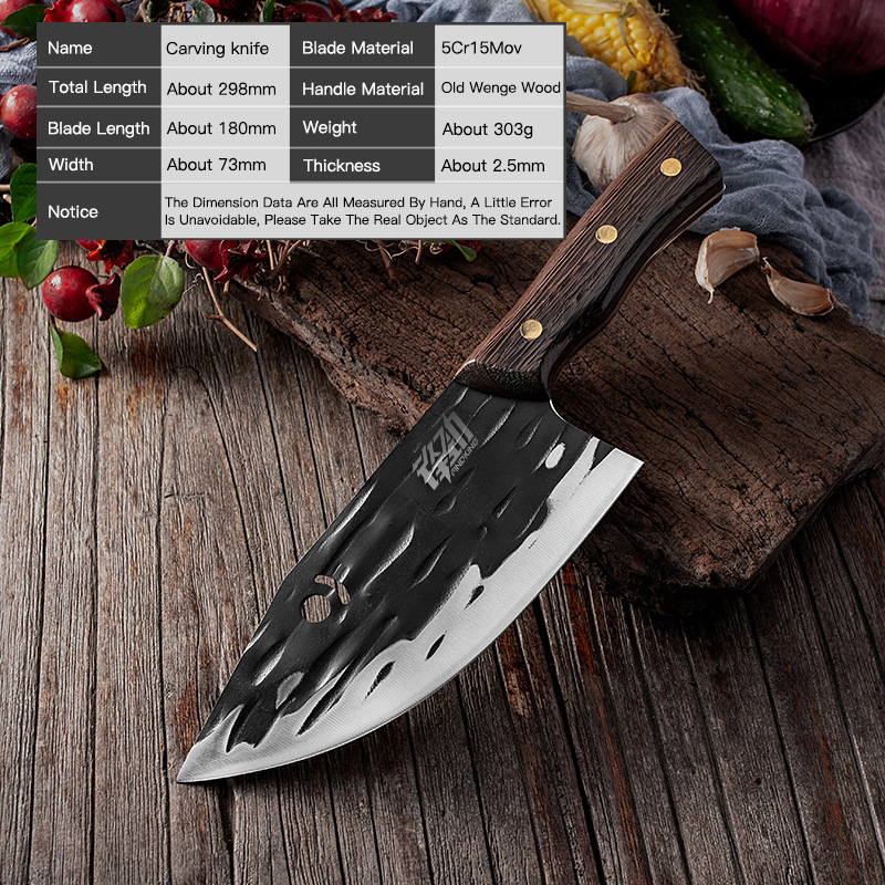 Amazon Hot sale Chinese Profession Stainless Steel Cleaver Meat knife Chef Kitchen Super Sharp Wood Handle Butcher Knife