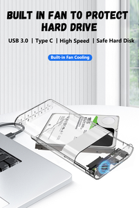工厂新的RGB 3.5英寸透明USB 3.0 C型外部硬盘驱动器外壳内置风扇外壳，用于SATA端口HDD SSD - Product Image 5