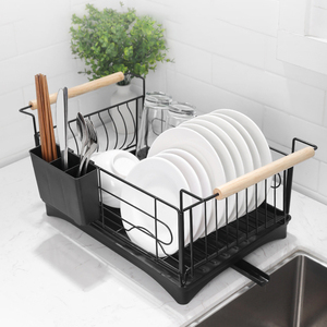Pas geçirmez ev mutfak depolama küçük depolama rafları büyük kapasiteli çanak raf Drainboard ve döner emzik ile - Product Image 1