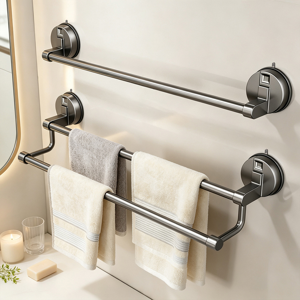 Porte-serviettes double tige à ventouse Gun Ash -50cm -