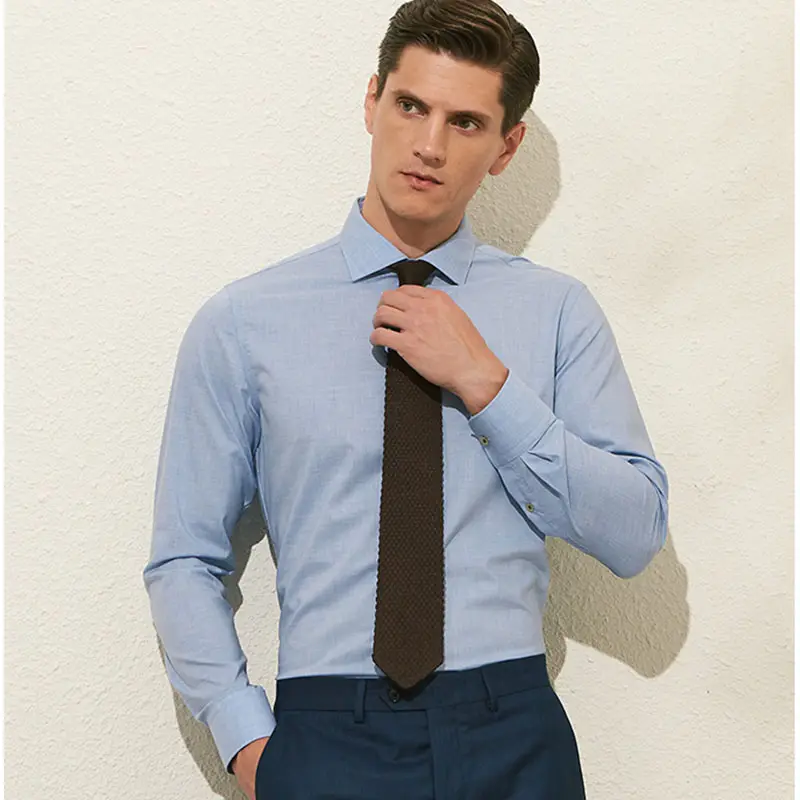 Camicia da uomo a maniche lunghe Solid Slim Fit Casual Business formale camicie abbottonate con tasca