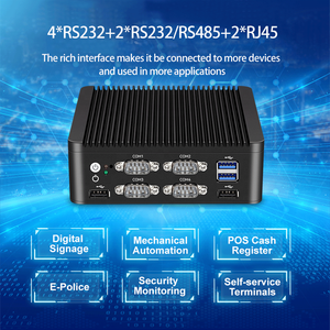 ファンレス産業用コンピュータークアッドコアN5000J4125 RS232 RS485 GPIO IOT Ubuntu Linux Mini PC for Advertising Banking - Product Image 2