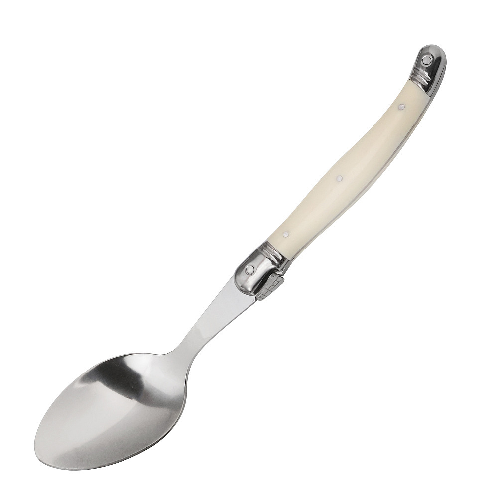 Single milk white handle spoon