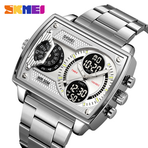 SKMEI 2229 orologio da uomo con doppio Display 4 volte impermeabile rettangolare custodia con cronografo allarme e Timer di conteggio delle luci stile popolare - Product Image 3