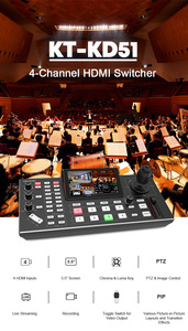 Quad HDM1 <strong>Input</strong> <strong>Video</strong> Mixer <strong>Switch</strong> 4-Channel Mini PTZ Keyboard for Live Streaming Broadcast PTZ Camera Joystick Conferences - Product Image 2