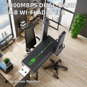ตัวรับสัญญาณ USB แบบ dual-band กิกะบิตสำหรับคอมพิวเตอร์เดสก์ท็อป1300Mbps เครื่องส่งสัญญาณ Wi-Fi (5G) ไดร์เวอร์ภายนอก-Free อินเทอร์เฟซ LAN 600Mbps