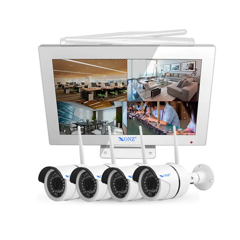 Xonz DIY CCTV An Ninh Máy Ảnh Bộ dụng cụ không dây, Wifi NVR & màn hình LCD All-in-One hệ thống giám sát di động cài đặt Nhà Phong Cách Bộ dụng cụ