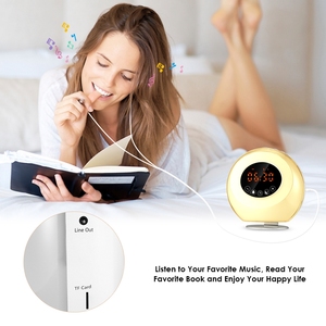 Rechargeable Digital Clock LED Colorful Light Sunrise Wake <strong>up</strong> Light Radio Alarm Clock for Home Travel Desk Clock Wake <strong>up</strong> Light