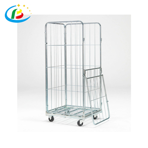 Customized Design 4 Sided Galvanized Security Metal <strong>Nesting</strong> Warehouse Storage Steel Wire Mesh Roller Cage Trolley <strong>Container</strong> - Product Image 5