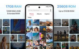 סמארטפון 6.8 "FHD 17GB + 256GB אנדרואיד 64MP AI לשלושה מצלמה 5150Mah נייד 5G חכם טלפון