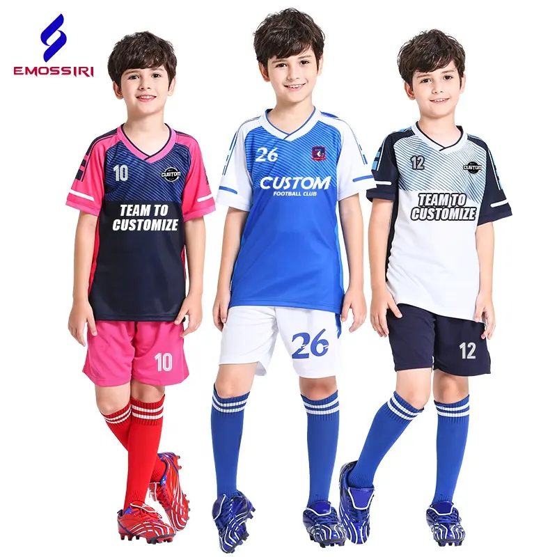 Atacado Personalizado Poliéster Meninos Futebol Jersey Crianças Uniformes De Futebol Jersey Respirável QUick Dry Football Kit Para Crianças S103