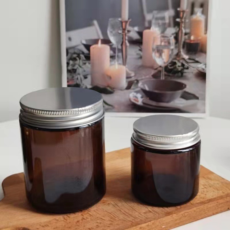 2oz 7oz 12oz Home decor glass jar empty clear glass candle jars with lid
