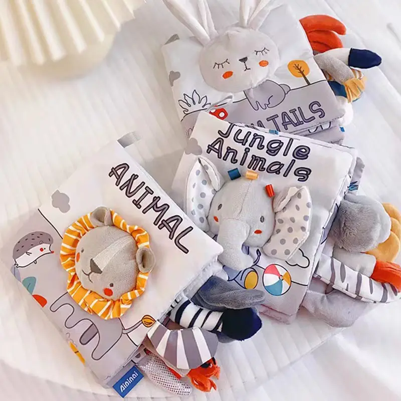 Zachte Babyboeken 3d Touch Feel Hoog Contrast Doek Boek Zintuiglijk Vroeg Leren Kinderwagen Speelgoed Voor Baby Peuter Geschenken 0-12 Maanden