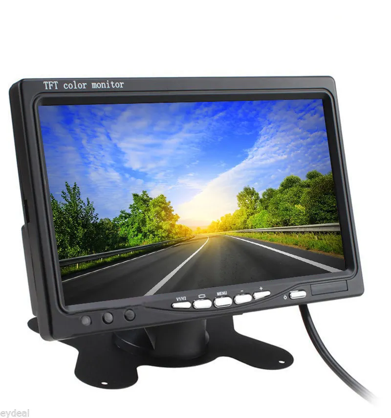 Monitor de visión trasera de coche, Monitor de vídeo de 7 pulgadas, 800x480, Conector de aviación