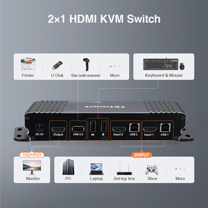 TESmart切换器KVM控制台经济高效的4k电视4k智能电视2端口USB，带音频和USB集线器USB HDMI KVM切换器 - Product Image 3