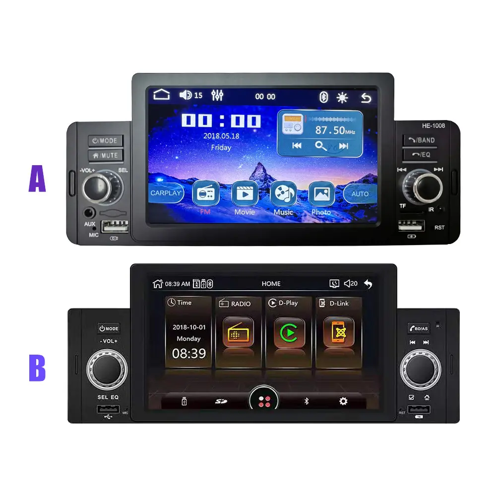 1Din 5 Inch MP5 Multimedia Player Touch Screen Auto Radio Car Stereo Headunit with BT Mirror Link Remote Control Car Radio