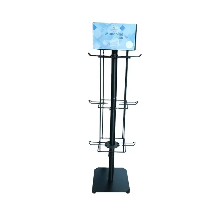 3-Level Rotatable Metal Display Rack para boca-mufla e bens de consumo médicos para lojas de varejo