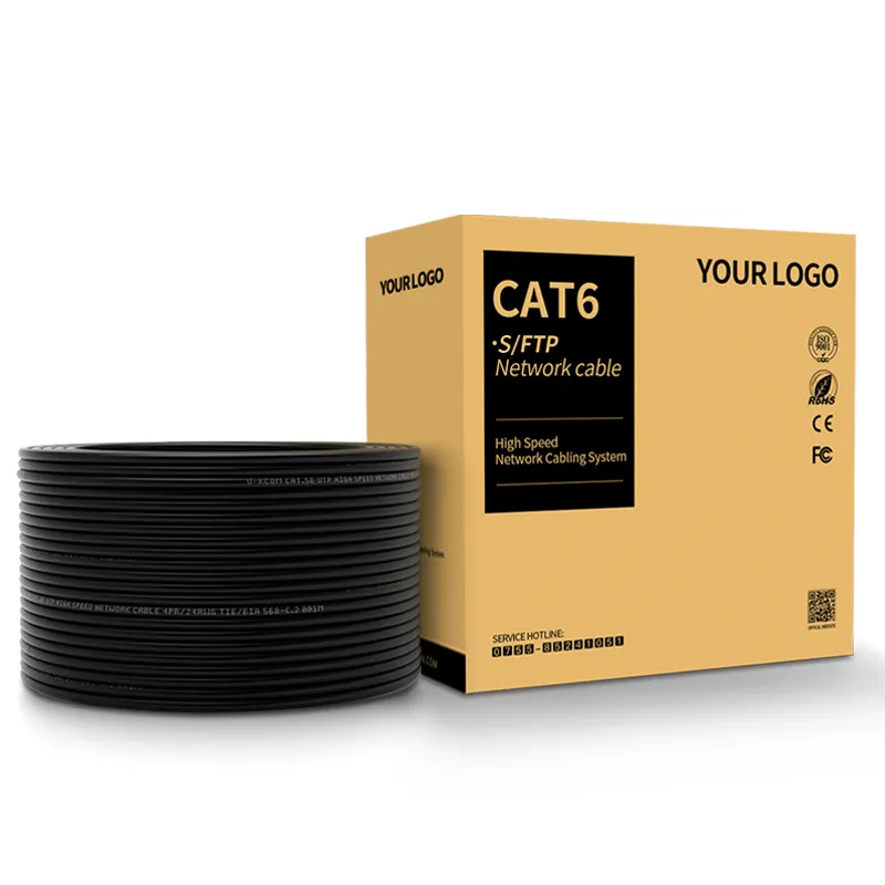 높은 유연성 CCAM 코어 23AWG 4 쌍 PVC LSZH 재킷 라운드 305 m 1000 피트 SFTP Cat6 고양이 6a 이더넷 코드