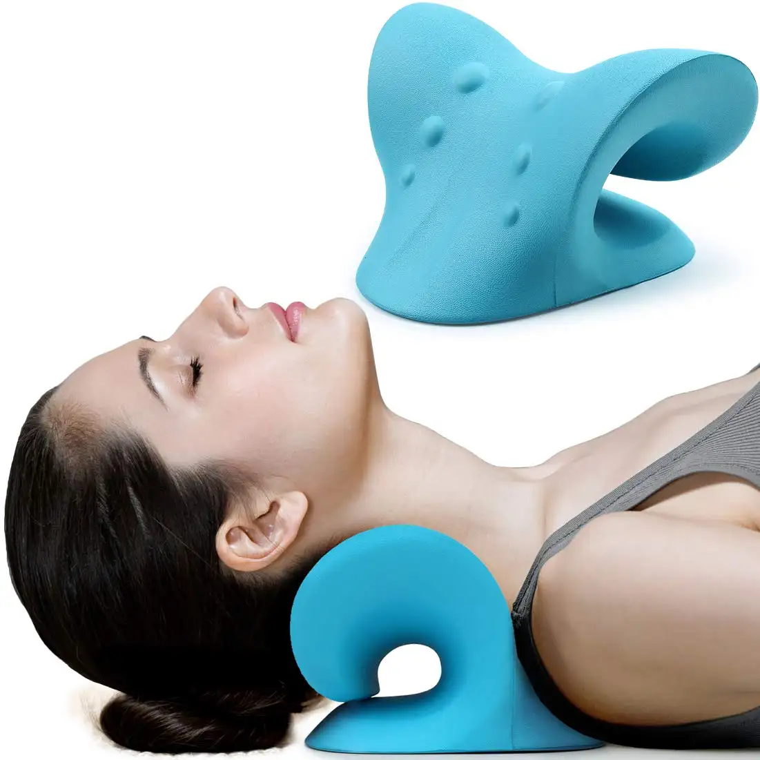 Yeni varış traksiyon cihazı boyun sedye kayropraktik servikal traksiyon cihazı ağrı için Relaxer boyun omuz masaj yastığı