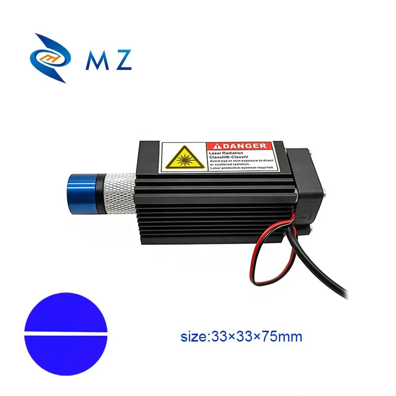 Modul Laser garis biru kelas industri, sinar tipis 300/500/1000mw fokus kompak daya tinggi dapat disesuaikan 450nm