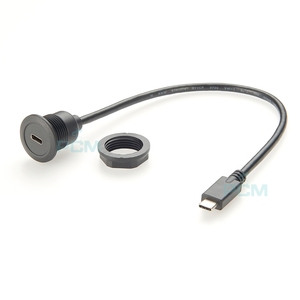 USB 2.0适配器圆形隔板面板安装USB 3.0 C型母对公连接器，带嵌入式系统延长线 - Product Image 4