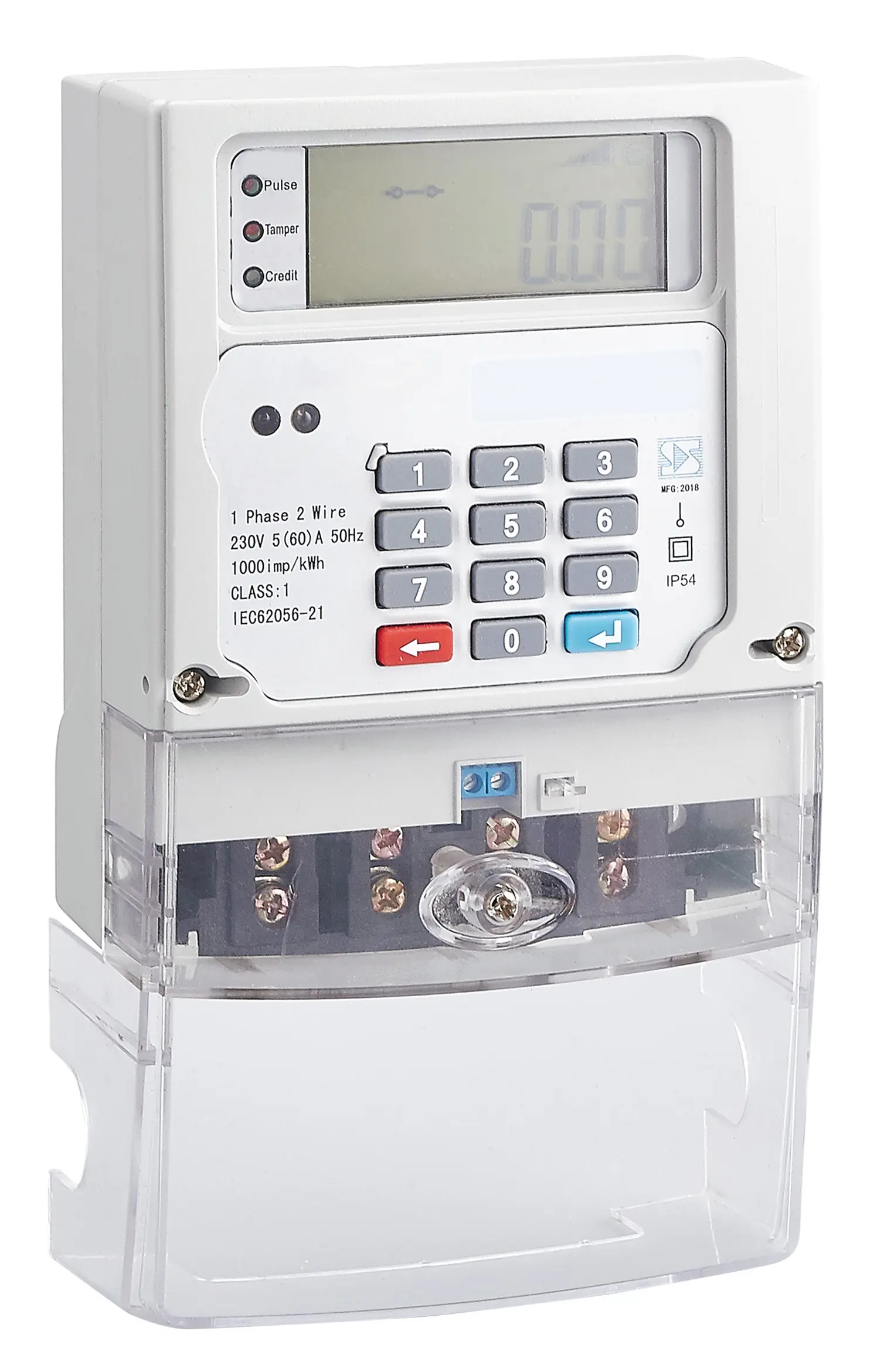 Elektronische einphasige Tastatur STS Prepaid Smart Electric Energy Meter mit sts Prepaid Meter Vending Software